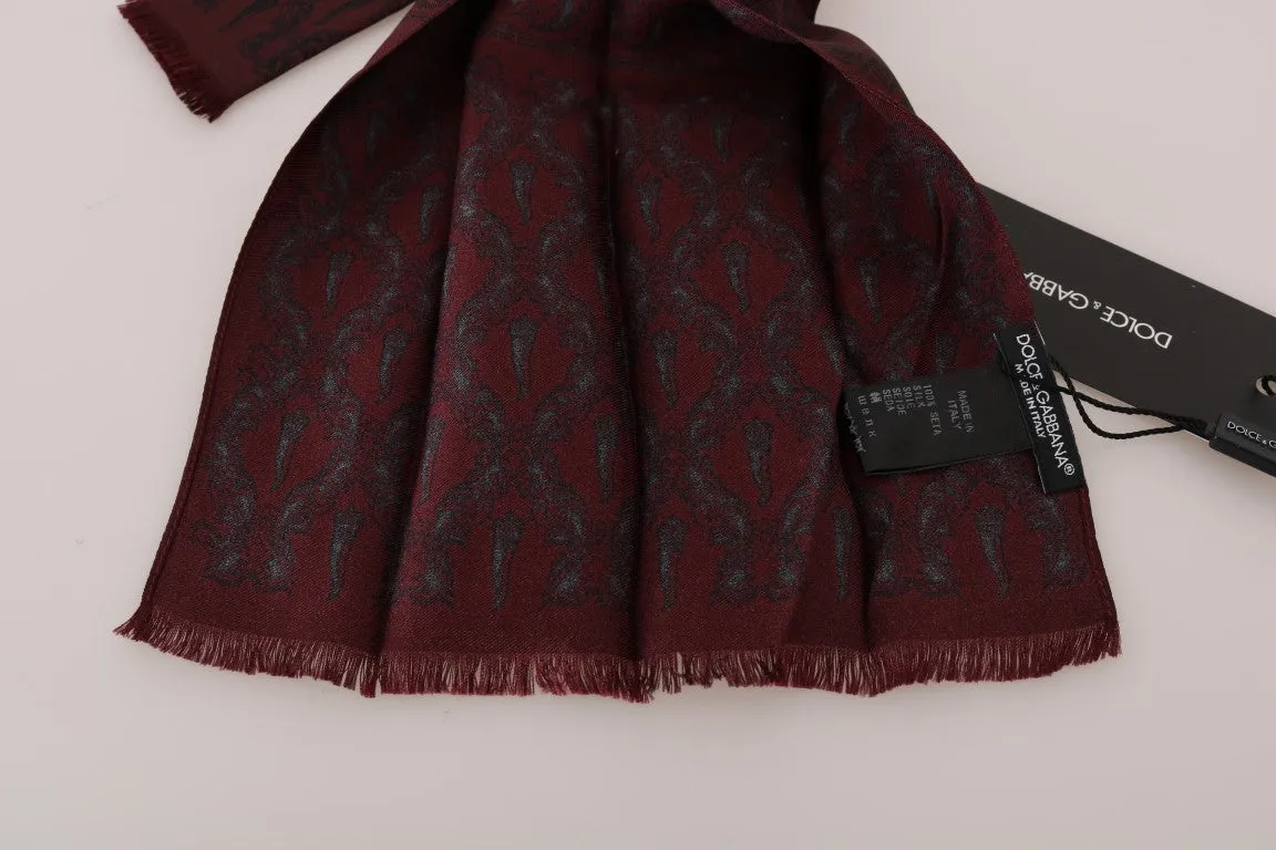 Dolce & Gabbana Bordeaux Silk Crown Chili Scarf sold by Siebentaschen product image thumbnail 5