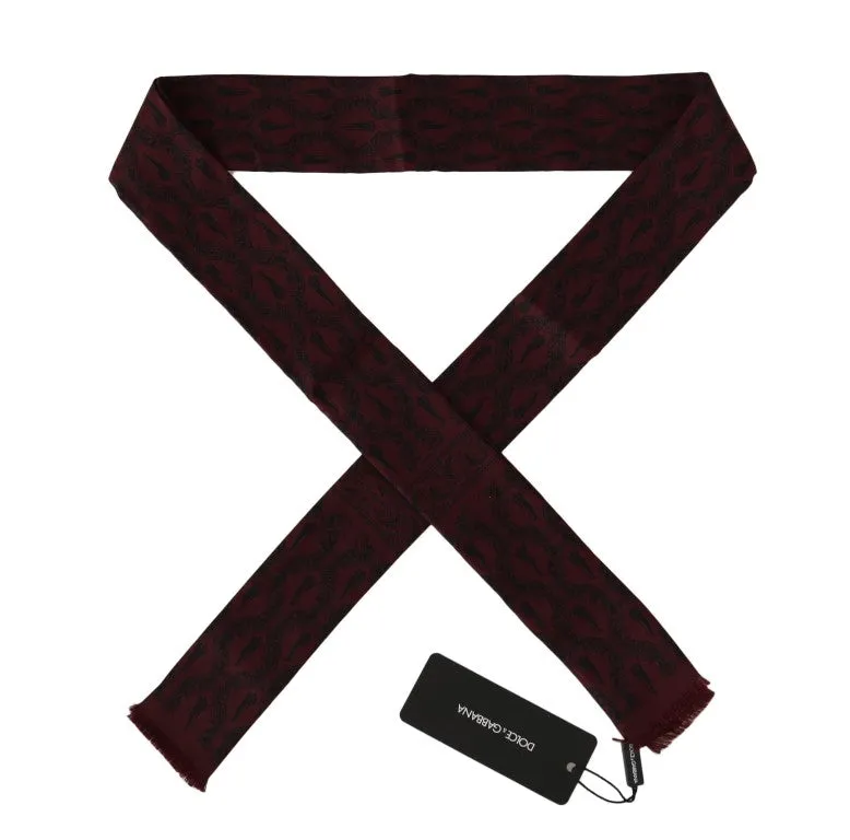 Dolce & Gabbana Bordeaux Silk Crown Chili Scarf sold by Siebentaschen product image thumbnail 3