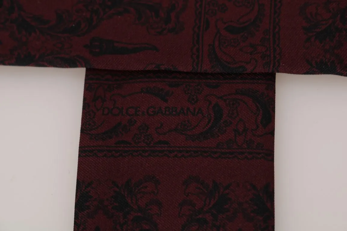 Dolce & Gabbana Bordeaux Silk Crown Chili Scarf sold by Siebentaschen product image thumbnail 4