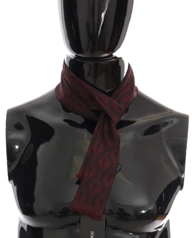 Dolce & Gabbana Bordeaux Silk Crown Chili Scarf sold by Siebentaschen