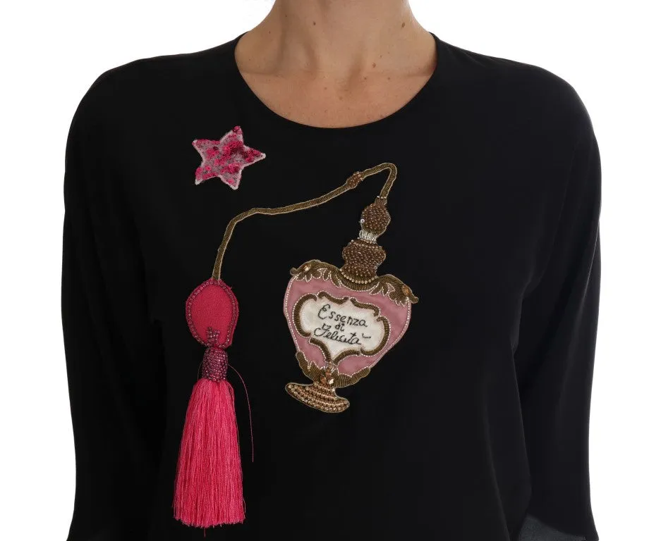 Dolce & Gabbana Black Silk Fairy Tale Top Crystal Blouse sold by Siebentaschen product image thumbnail 4
