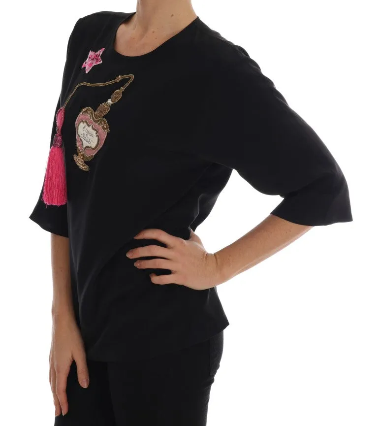 Dolce & Gabbana Black Silk Fairy Tale Top Crystal Blouse sold by Siebentaschen product image thumbnail 2