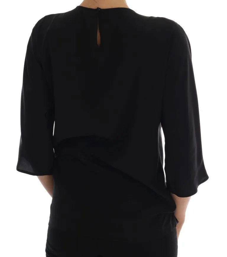 Dolce & Gabbana Black Silk Fairy Tale Top Crystal Blouse sold by Siebentaschen product image thumbnail 3