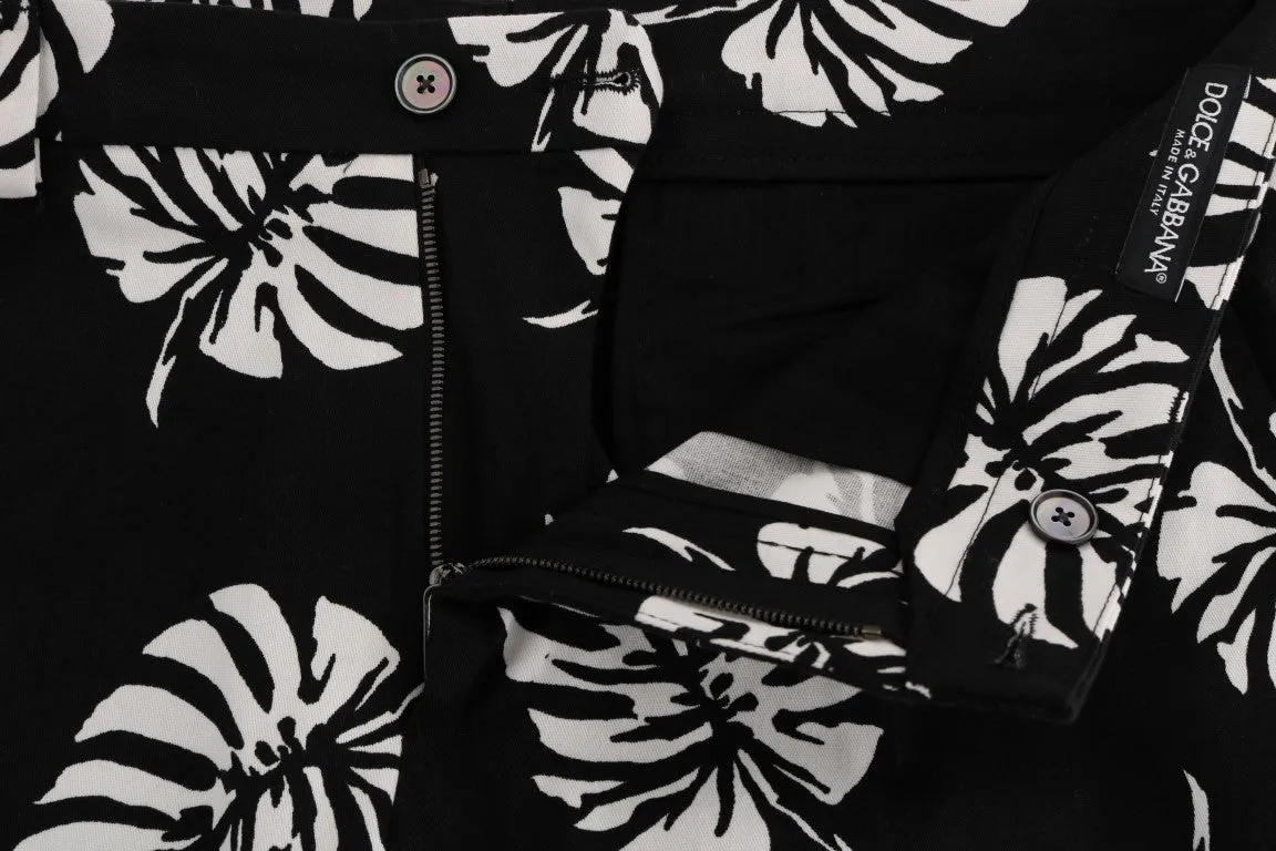 Dolce & Gabbana White Black Leaf Cotton Stretch Slim Pants sold by Siebentaschen product image thumbnail 5