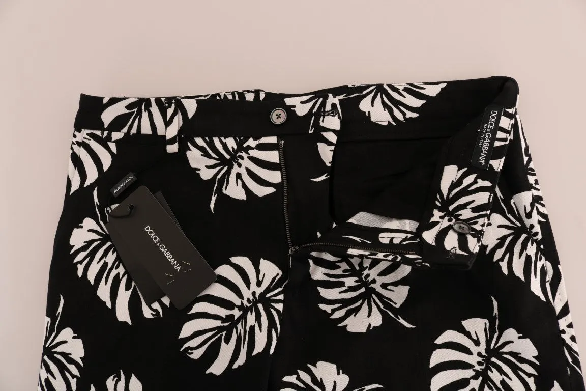 Dolce & Gabbana White Black Leaf Cotton Stretch Slim Pants sold by Siebentaschen product image thumbnail 4