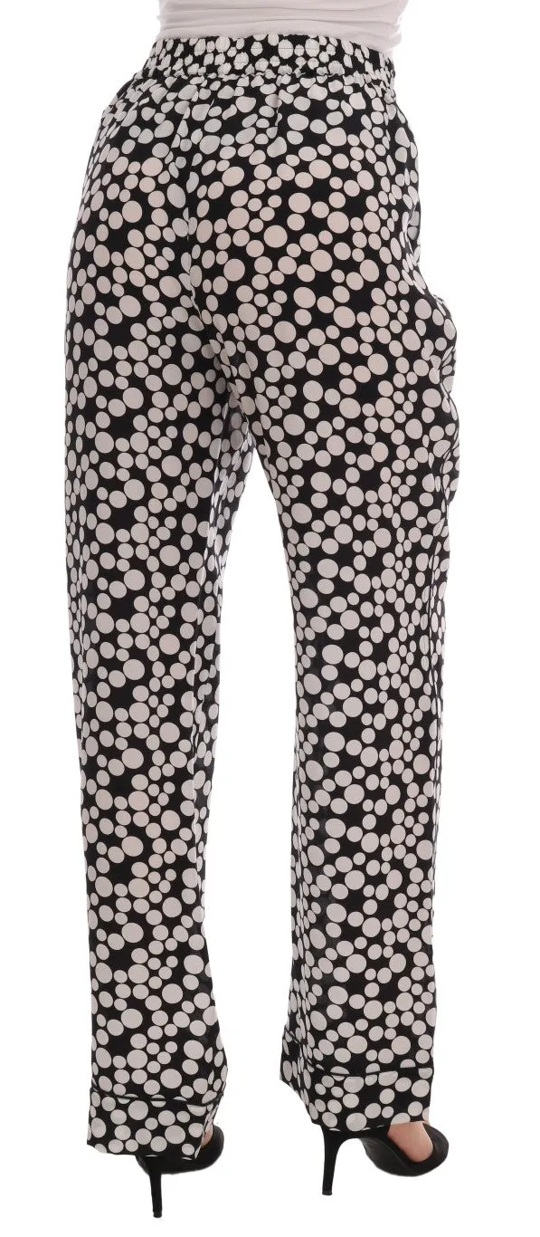 Dolce & Gabbana Black White Polka Dottes Silk Pants sold by Siebentaschen product image thumbnail 3