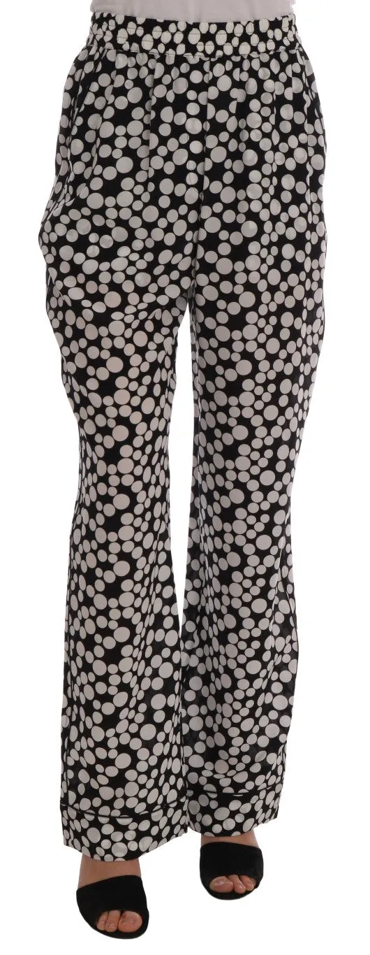 Dolce & Gabbana Black White Polka Dottes Silk Pants sold by Siebentaschen