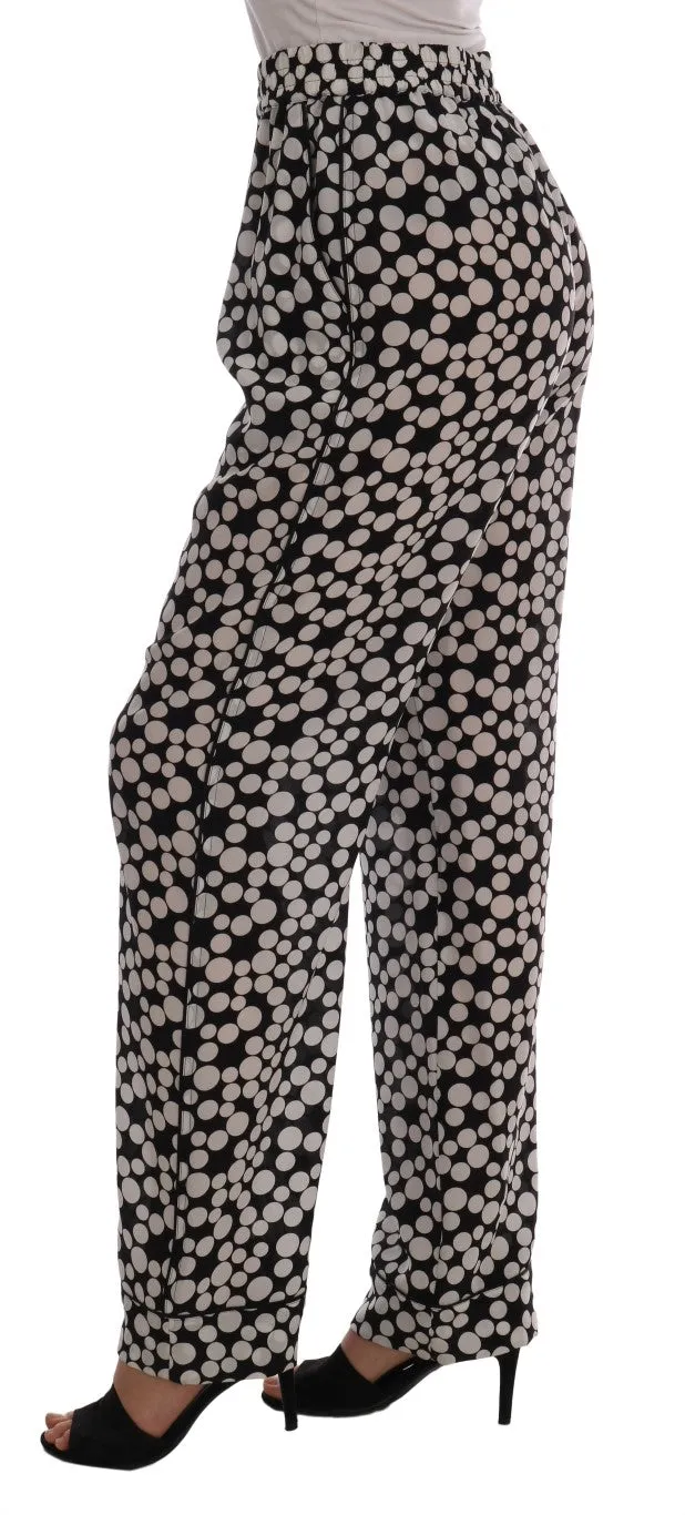 Dolce & Gabbana Black White Polka Dottes Silk Pants sold by Siebentaschen product image thumbnail 2