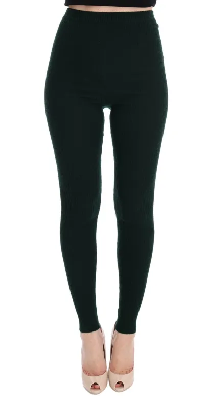 Dolce & Gabbana Green Wool Stretch Tights sold by Siebentaschen