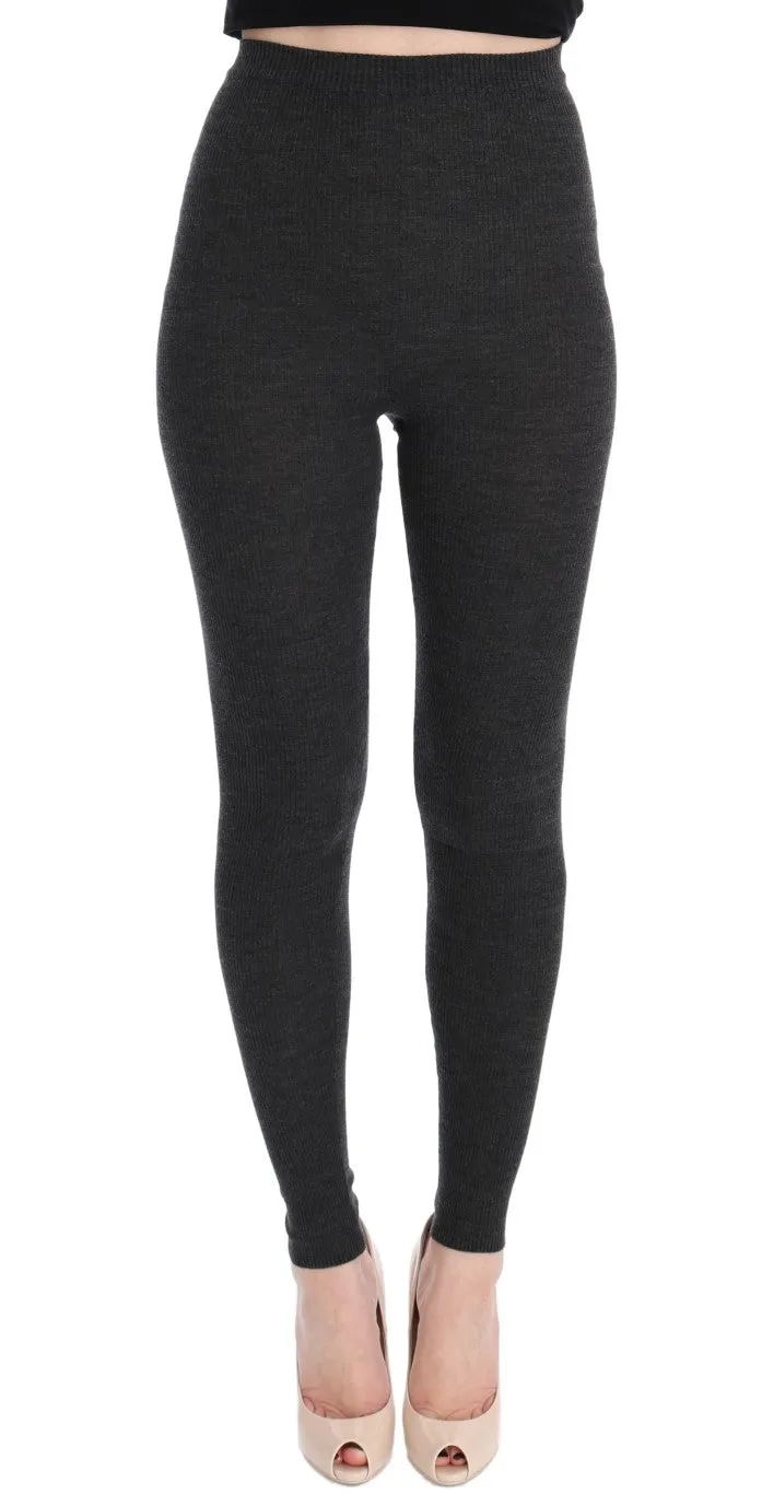 Dolce & Gabbana Gray Wool Stretch Tights sold by Siebentaschen