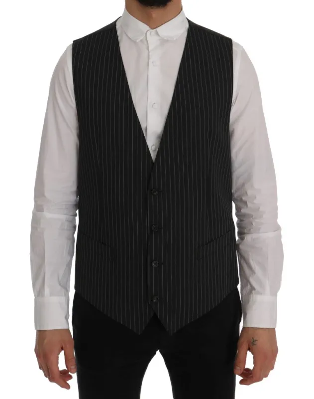 Dolce & Gabbana Gray Wool Stretch Vest sold by Siebentaschen