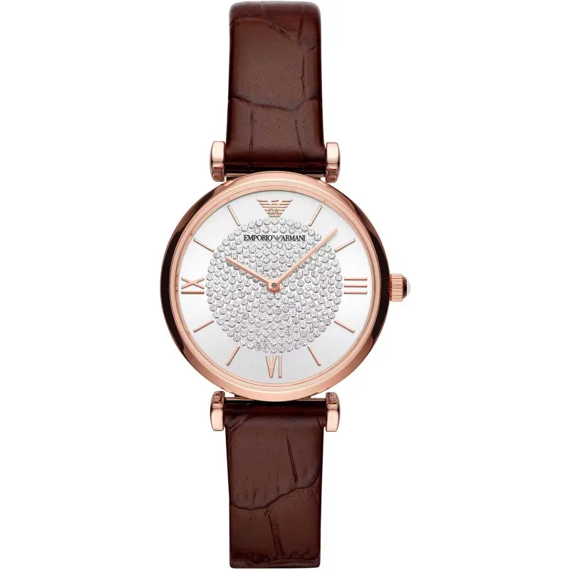 Emporio Armani Elegant Bordeaux Leather Watch for Women sold by Siebentaschen