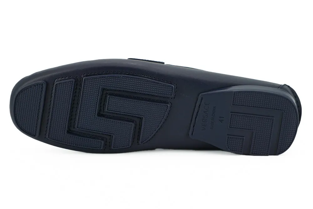 Versace Elegant Navy Blue Calf Leather Loafers sold by Siebentaschen product image thumbnail 5