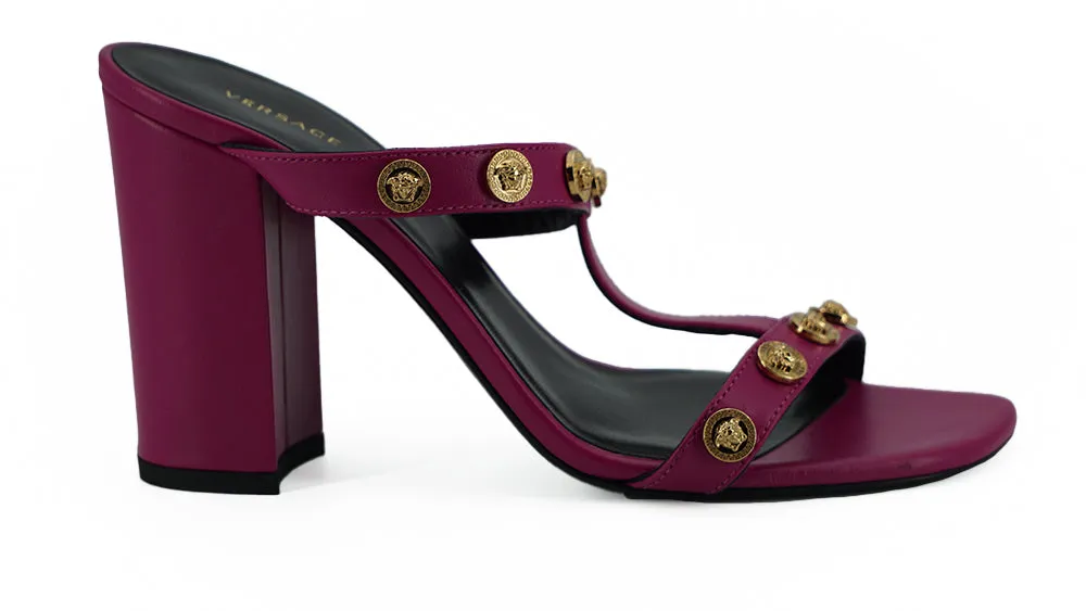 Versace Elegant Purple Calf Leather High Sandals sold by Siebentaschen