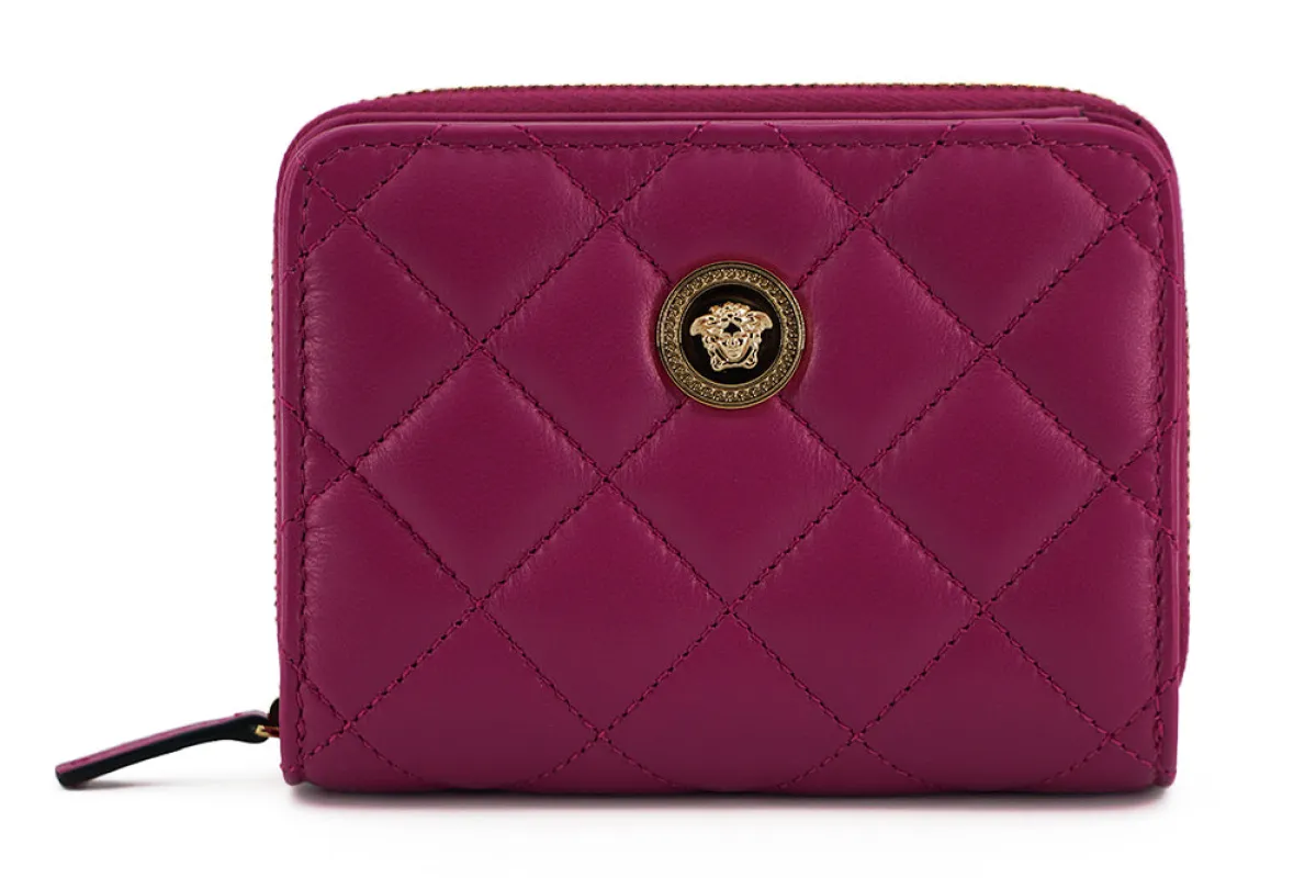 Versace Elegant Purple Quilted Leather Wallet sold by Siebentaschen