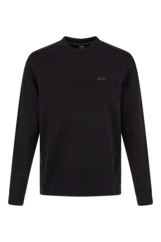 Hugo Boss Elegant Black Cotton Round Neck Sweatshirt sold by Siebentaschen