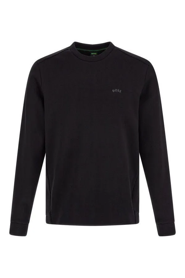 Hugo Boss Elegant Black Cotton Round Neck Sweatshirt sold by Siebentaschen