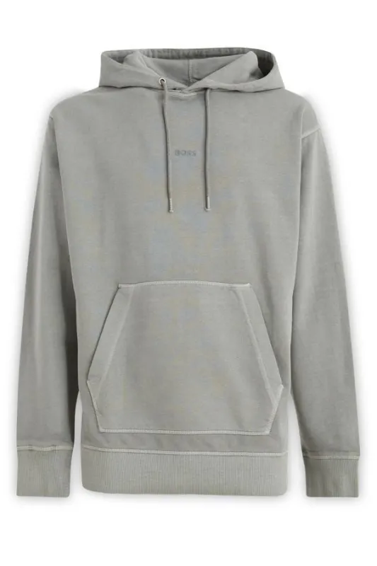 Hugo Boss Elegant Grey Cotton Hooded Sweatshirt sold by Siebentaschen