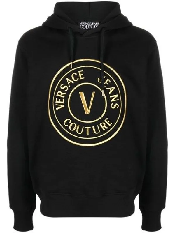 Versace Jeans Chic Black Hooded Sweatshirt sold by Siebentaschen
