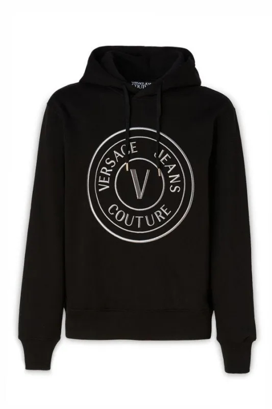 Versace Jeans Stunning Hooded Black Cotton Sweatshirt sold by Siebentaschen