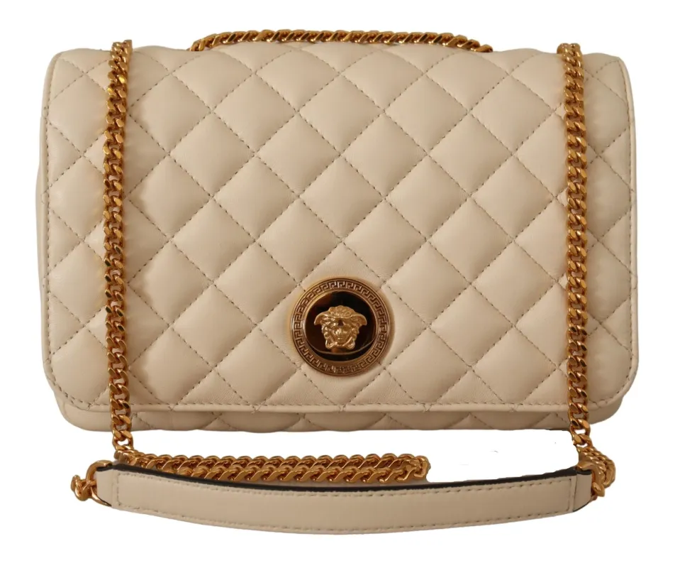 Versace Elegant White Nappa Leather Shoulder Bag sold by Siebentaschen