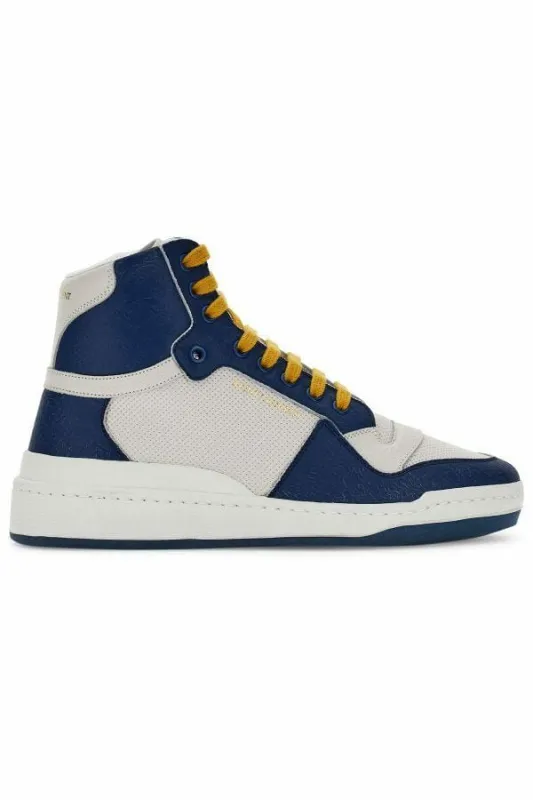 Saint Laurent Elevate Your Style with Mid-Top Blue Luxury Sneakers sold by Siebentaschen