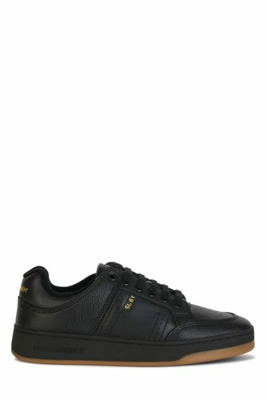 Saint Laurent Elegant Black Low-Top Leather Sneakers sold by Siebentaschen