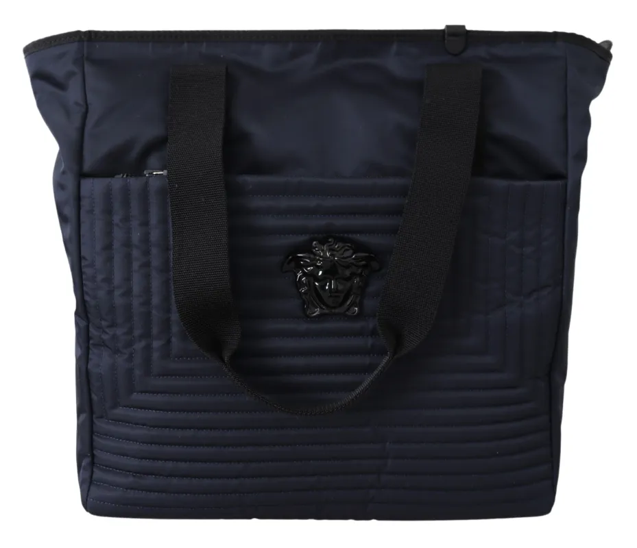 Versace Elegant Blue Nylon Tote Bag sold by Siebentaschen