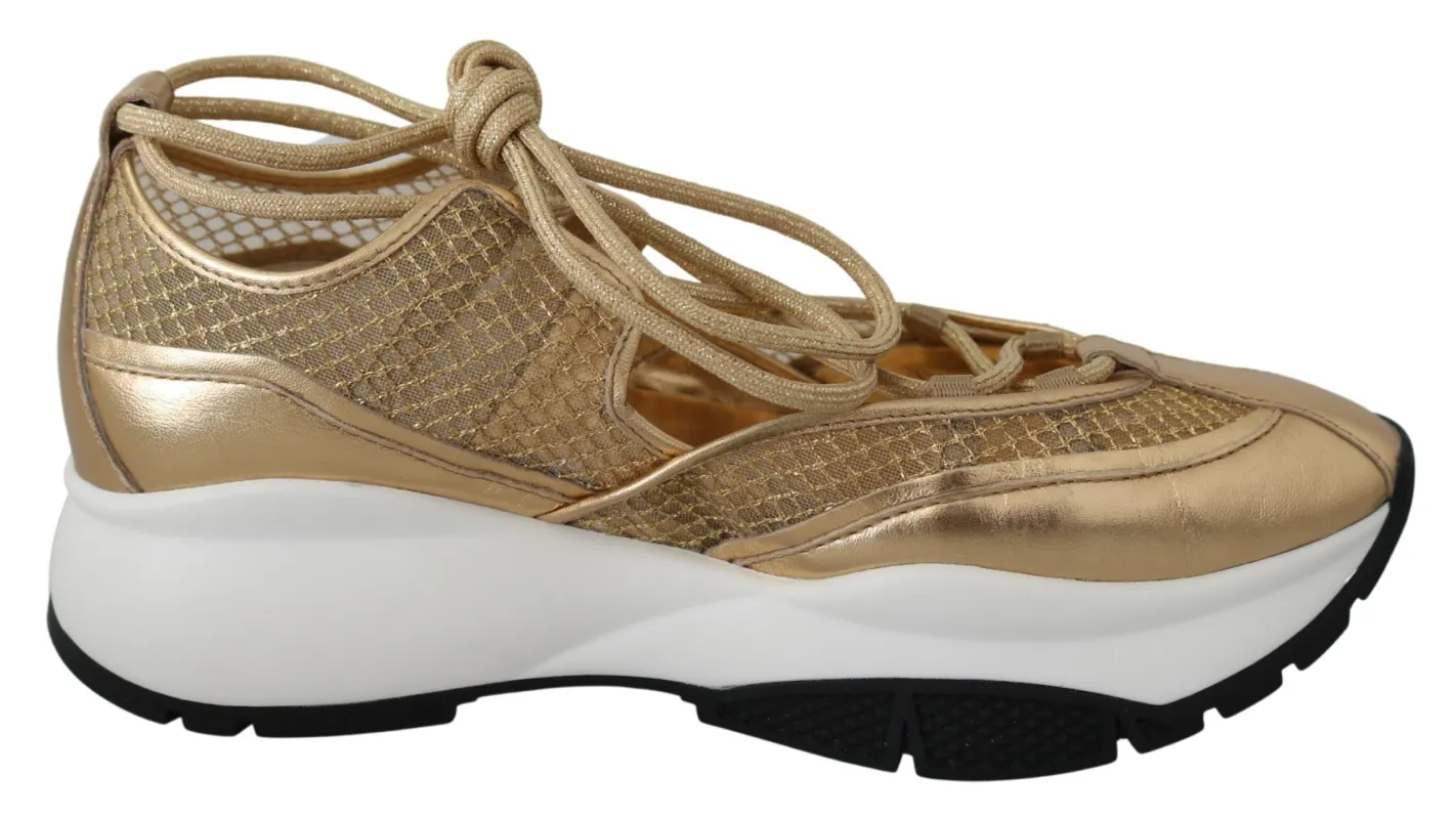 Jimmy Choo Golden Glamour Mesh Leather Sneakers made by Jimmy Choo