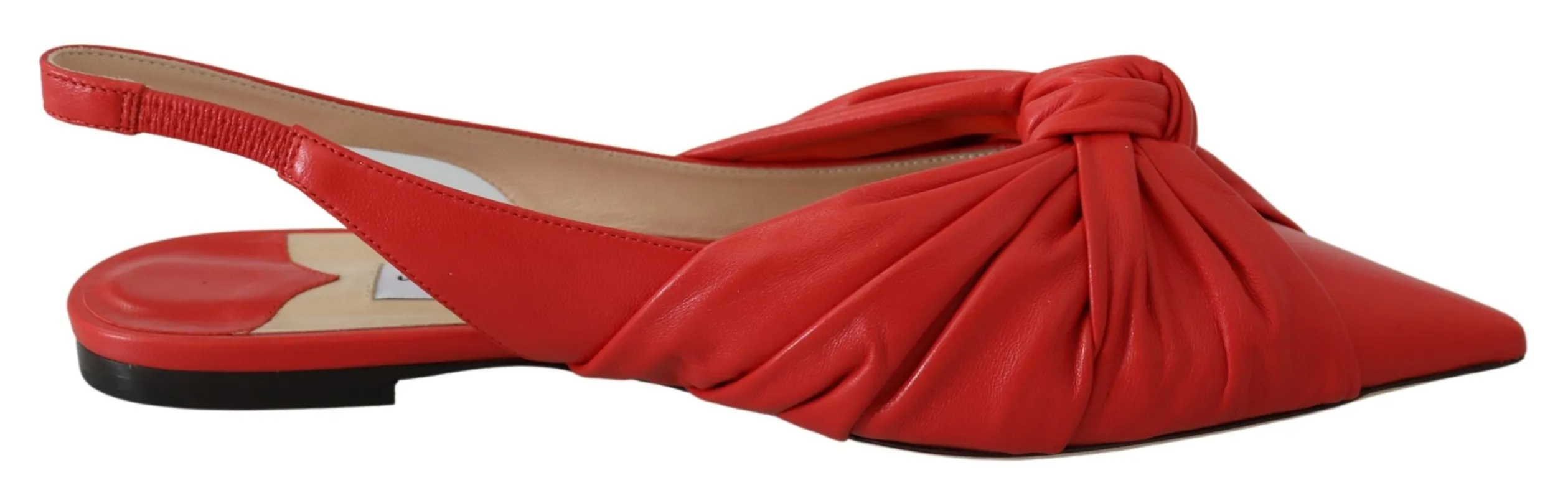 Jimmy Choo Chic Red Pointed Toe Leather Flats sold by Siebentaschen