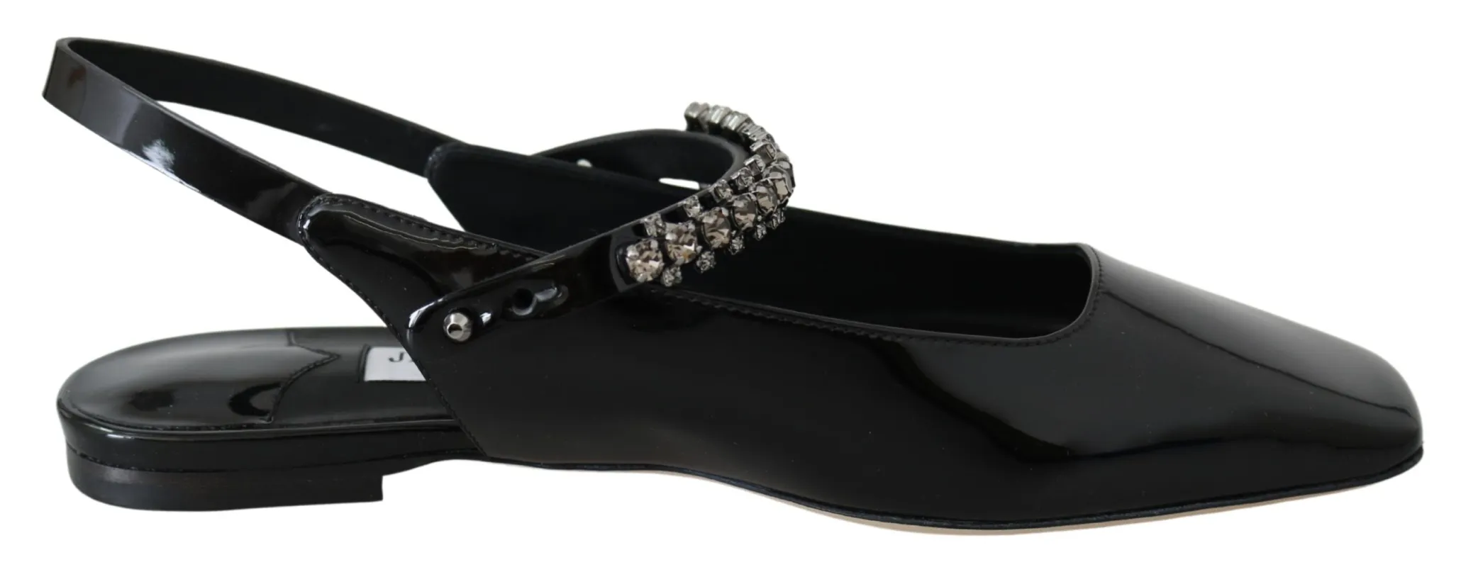 Jimmy Choo Elegant Black Patent Flats with Crystal Accent sold by Siebentaschen