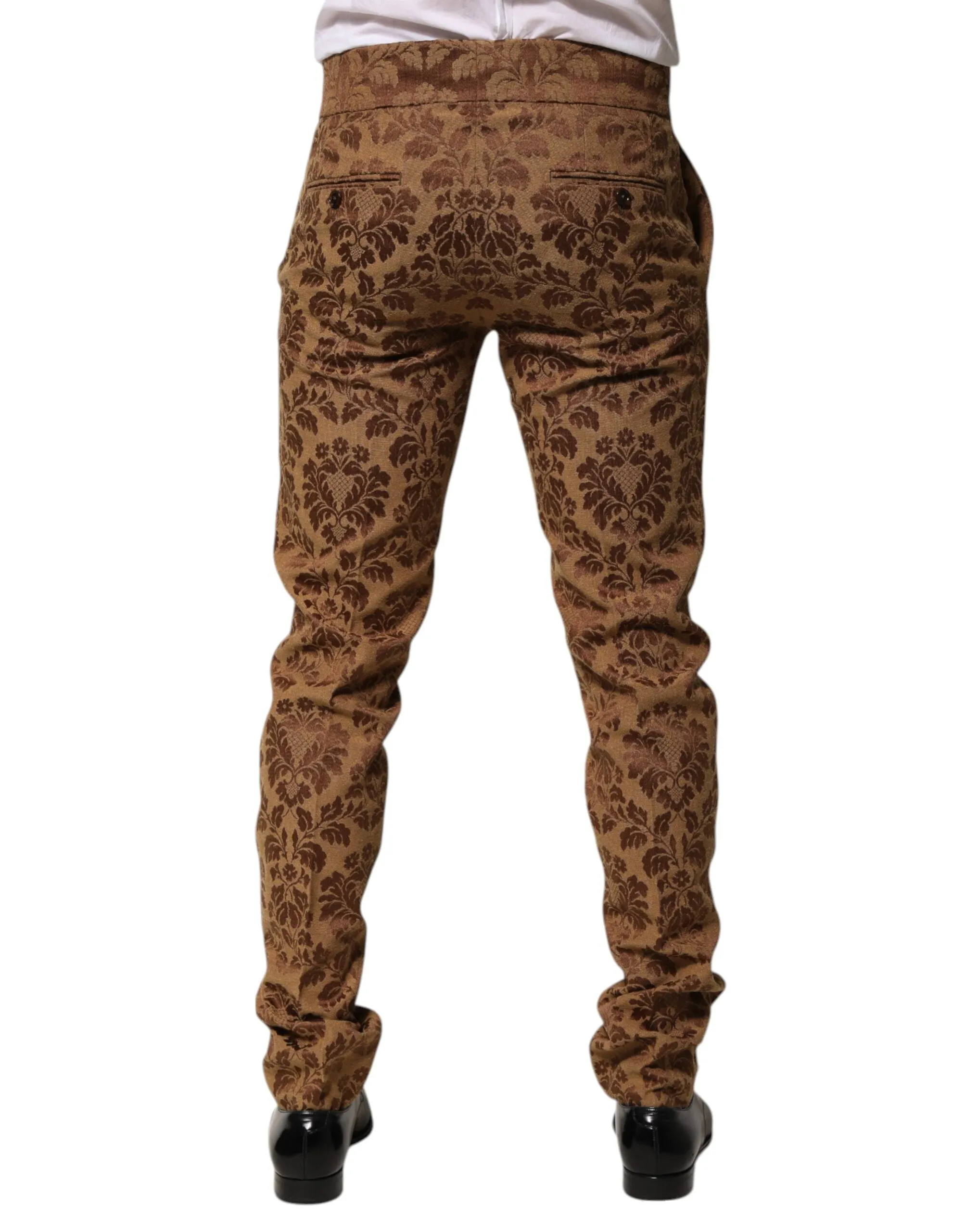 Dolce & Gabbana Brown Floral Jacquard Men Skinny Trouser Pants sold by Siebentaschen product image thumbnail 4