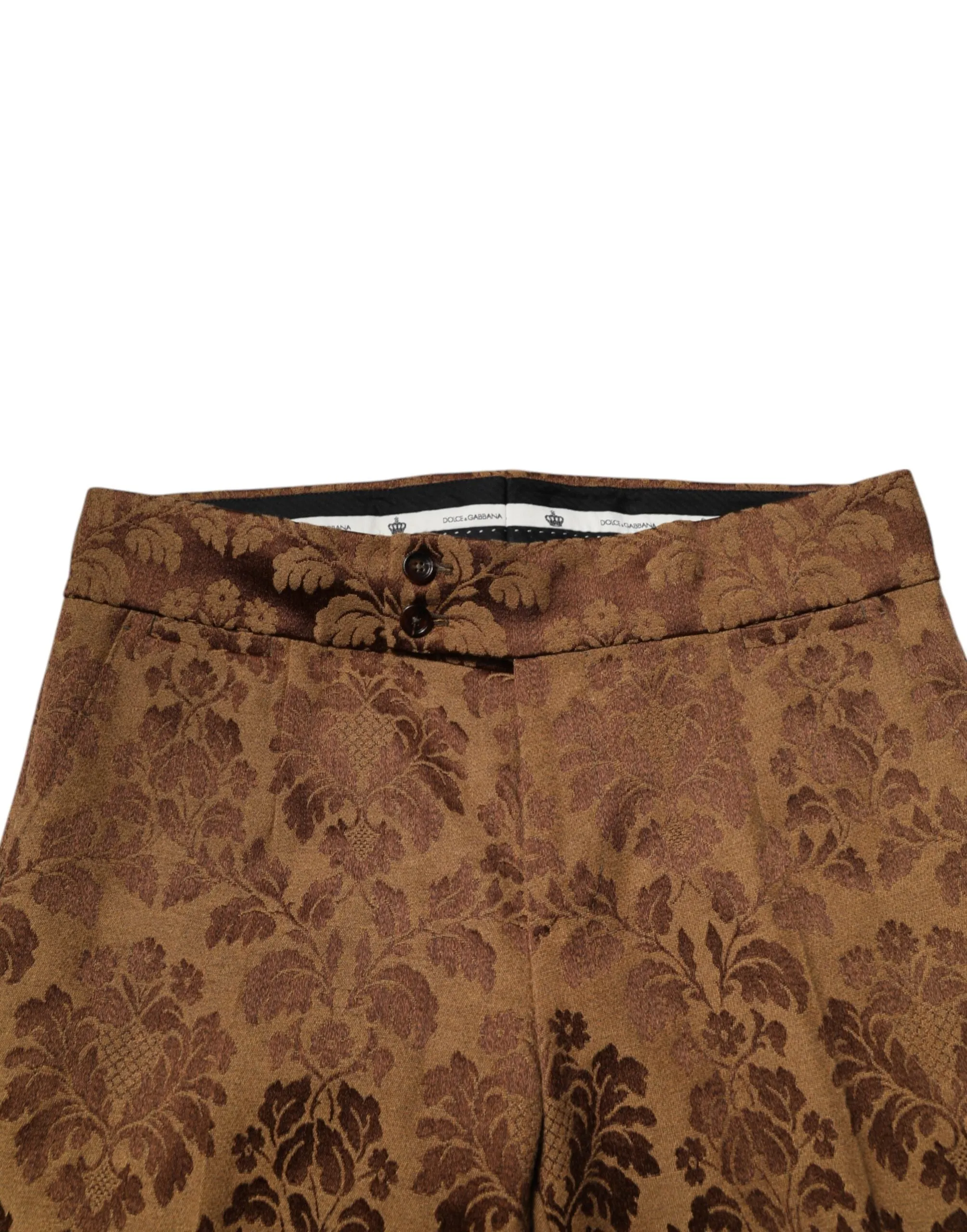 Dolce & Gabbana Brown Floral Jacquard Men Skinny Trouser Pants sold by Siebentaschen product image thumbnail 5