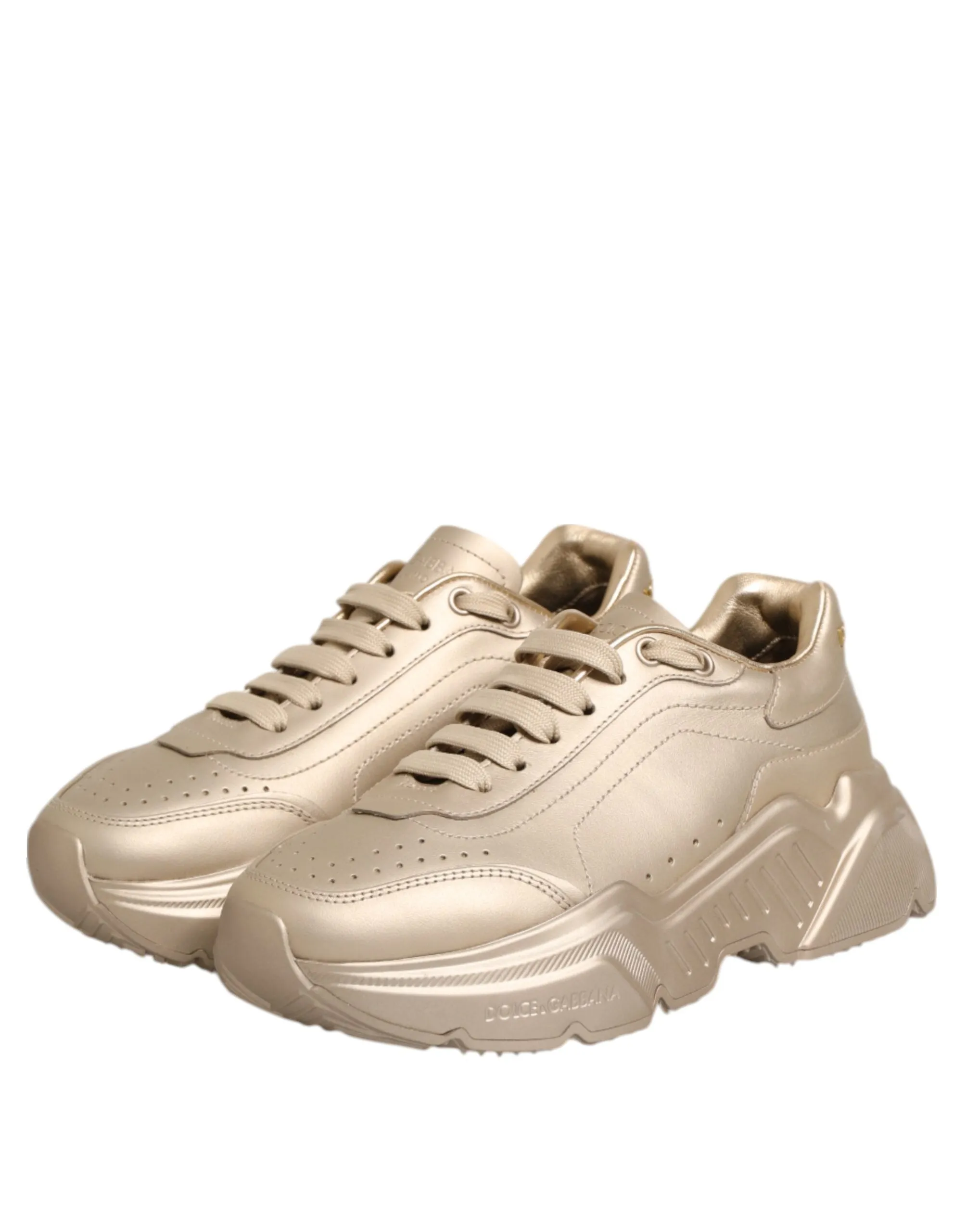 Dolce & Gabbana Gold Leather Daymaster Women Sneaker Shoes sold by Siebentaschen product image thumbnail 5