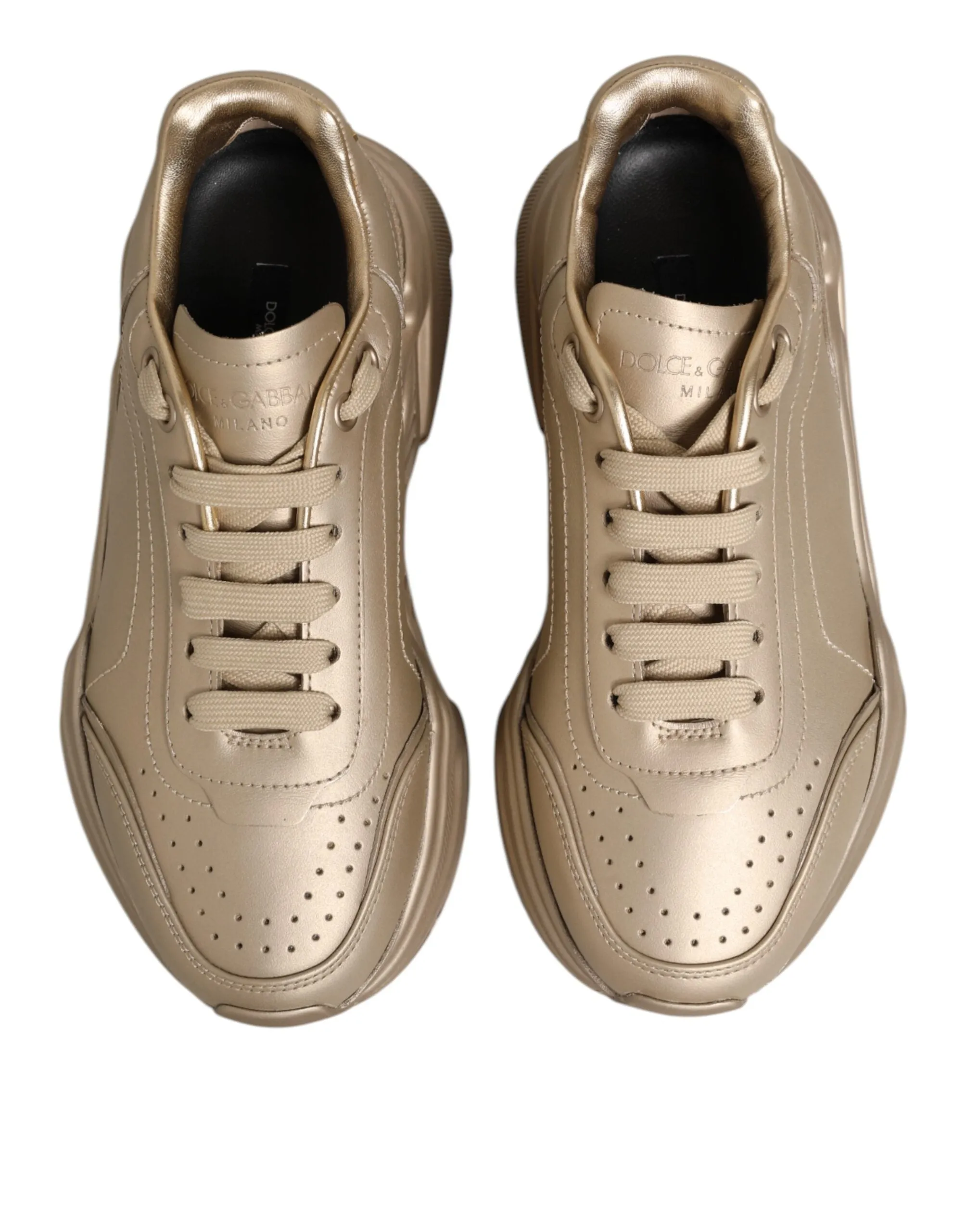 Dolce & Gabbana Gold Leather Daymaster Women Sneaker Shoes sold by Siebentaschen product image thumbnail 4