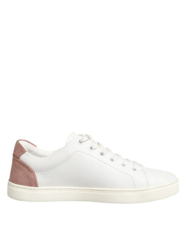 Dolce & Gabbana White Pink Leather Low Top Sneakers Shoes sold by Siebentaschen