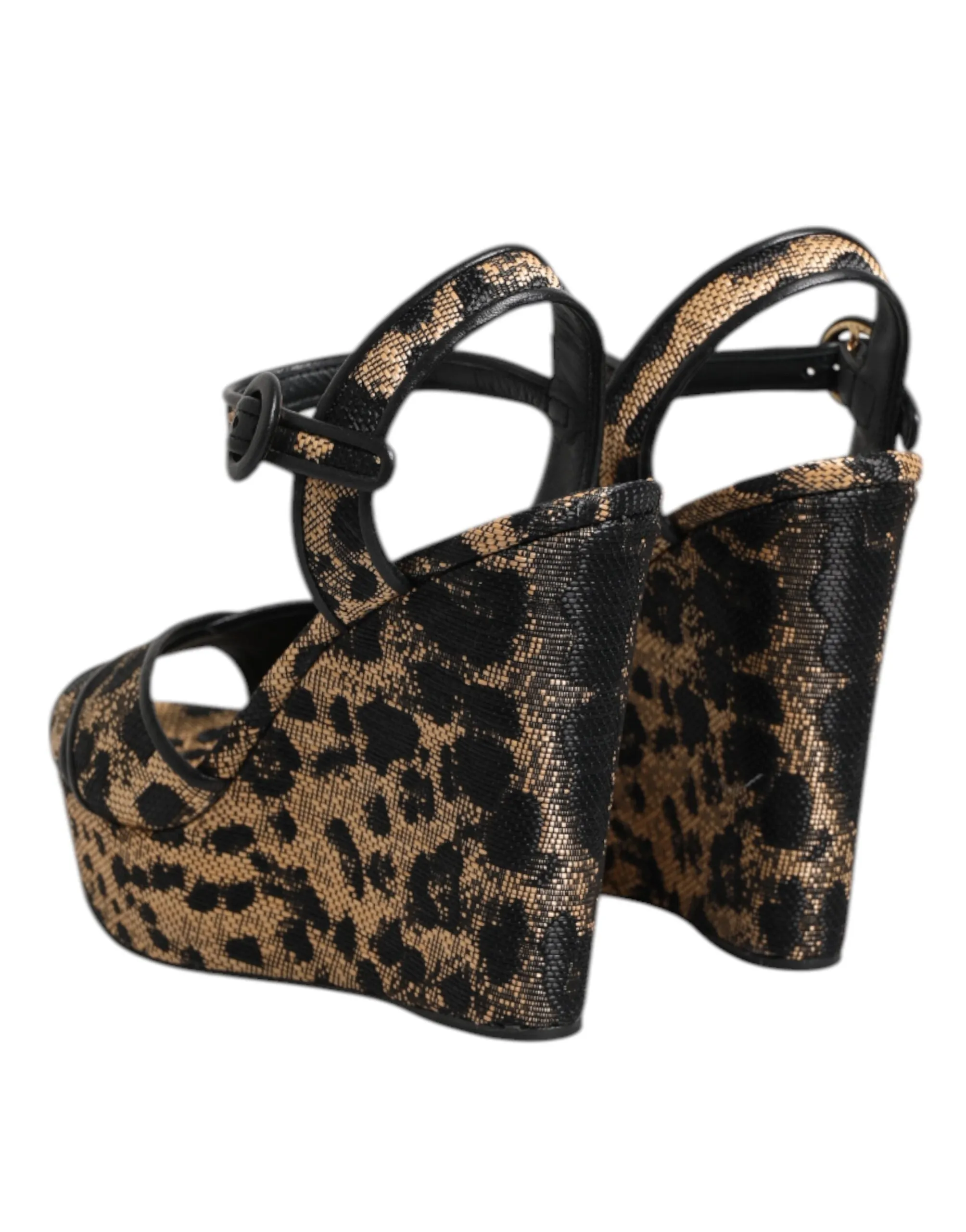 Dolce & Gabbana Brown Leopard Wedges Ankle Strap Sandals Shoes sold by Siebentaschen product image thumbnail 5