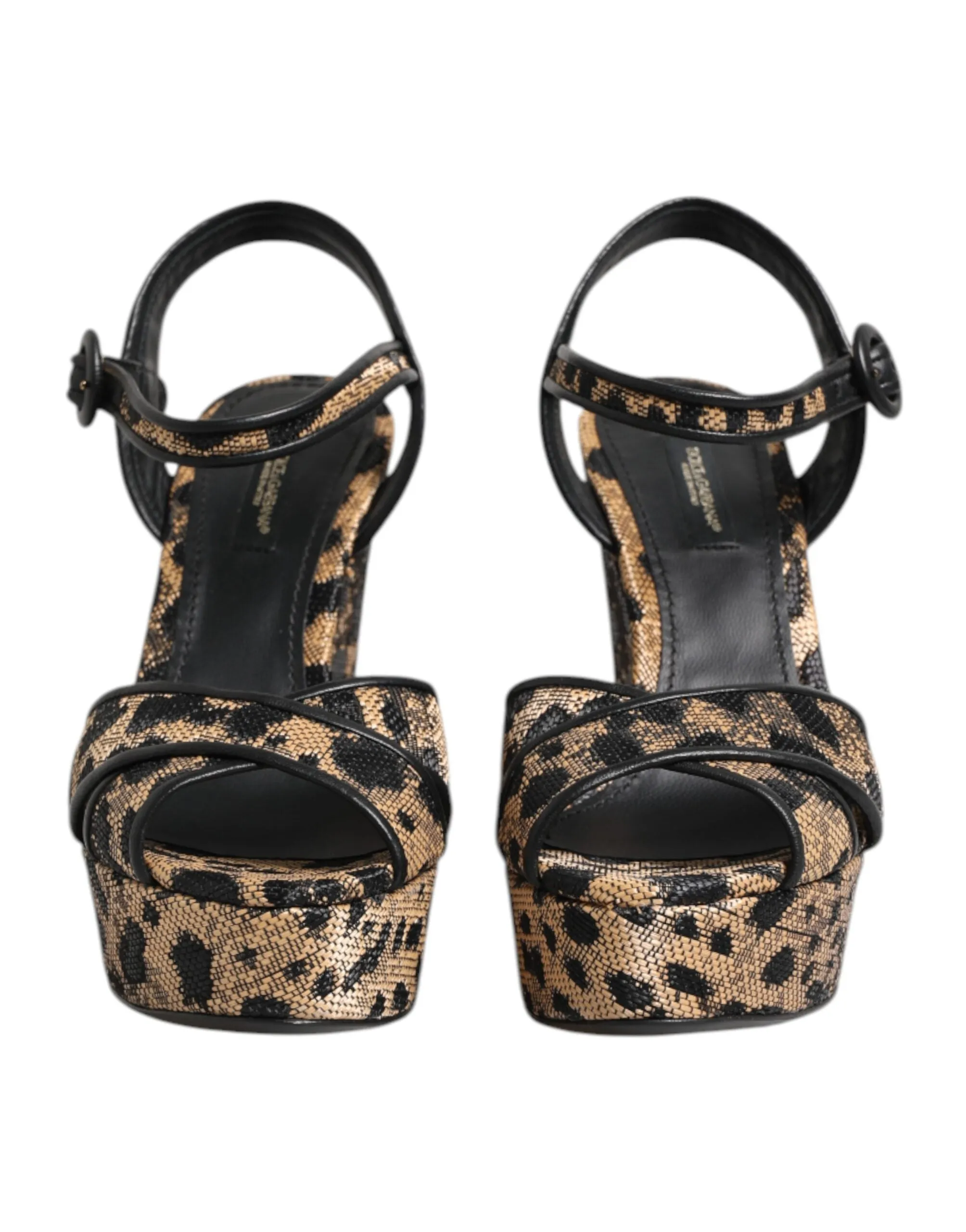 Dolce & Gabbana Brown Leopard Wedges Ankle Strap Sandals Shoes sold by Siebentaschen product image thumbnail 2