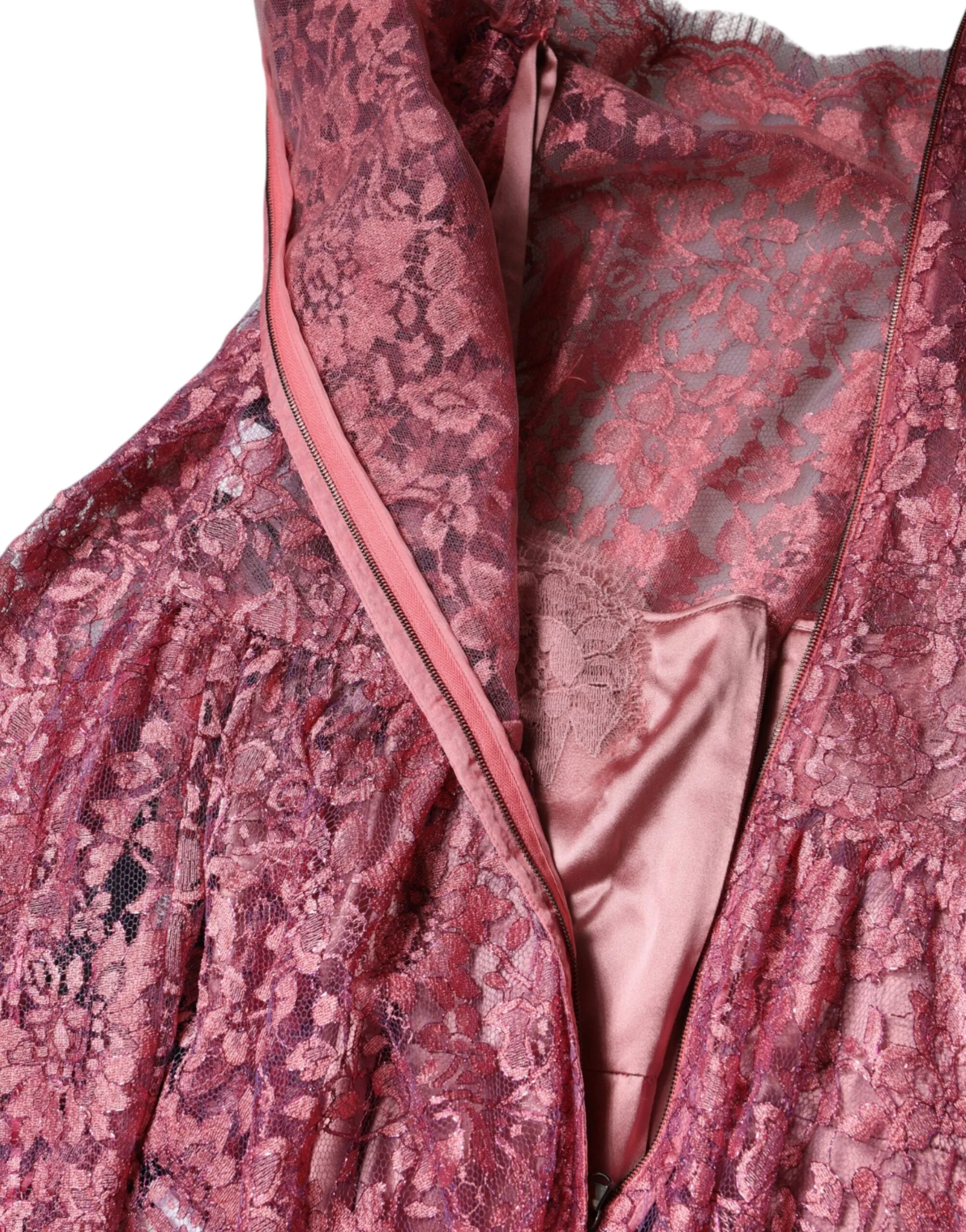 Dolce & Gabbana Pink Floral Lace Long Sleeve Midi Dress sold by Siebentaschen product image thumbnail 4