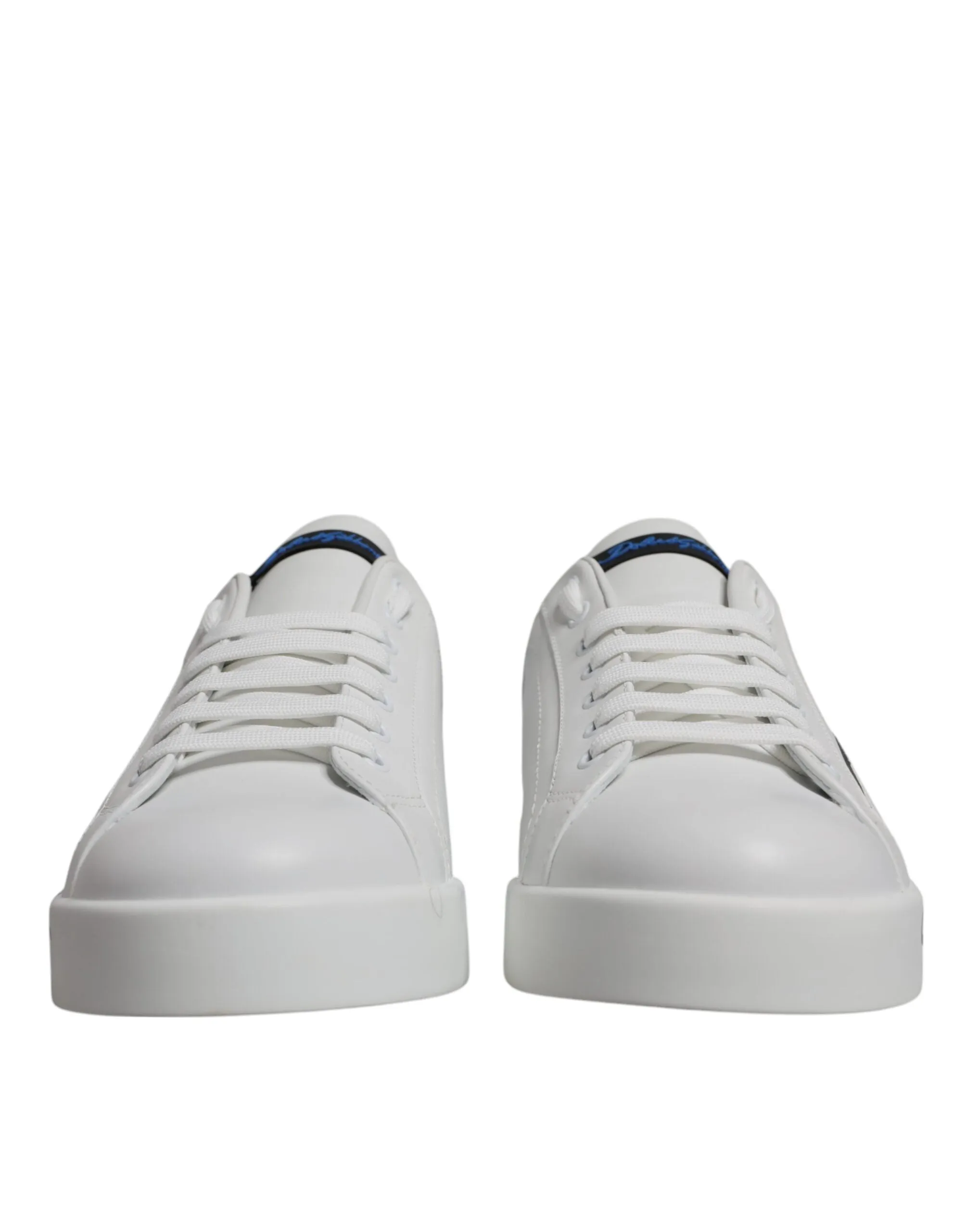 Dolce & Gabbana White Blue Leather Logo Low Top Sneakers Shoes sold by Siebentaschen product image thumbnail 2