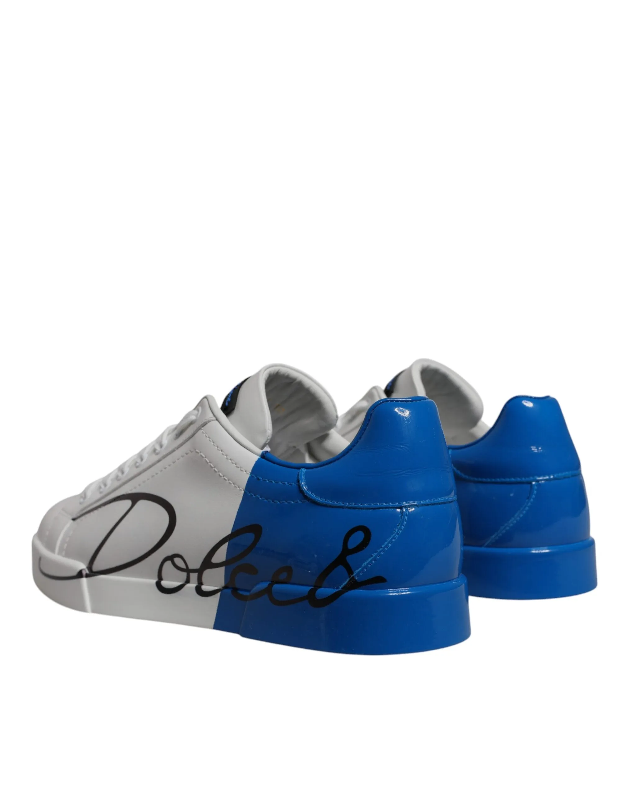 Dolce & Gabbana White Blue Leather Logo Low Top Sneakers Shoes sold by Siebentaschen product image thumbnail 4