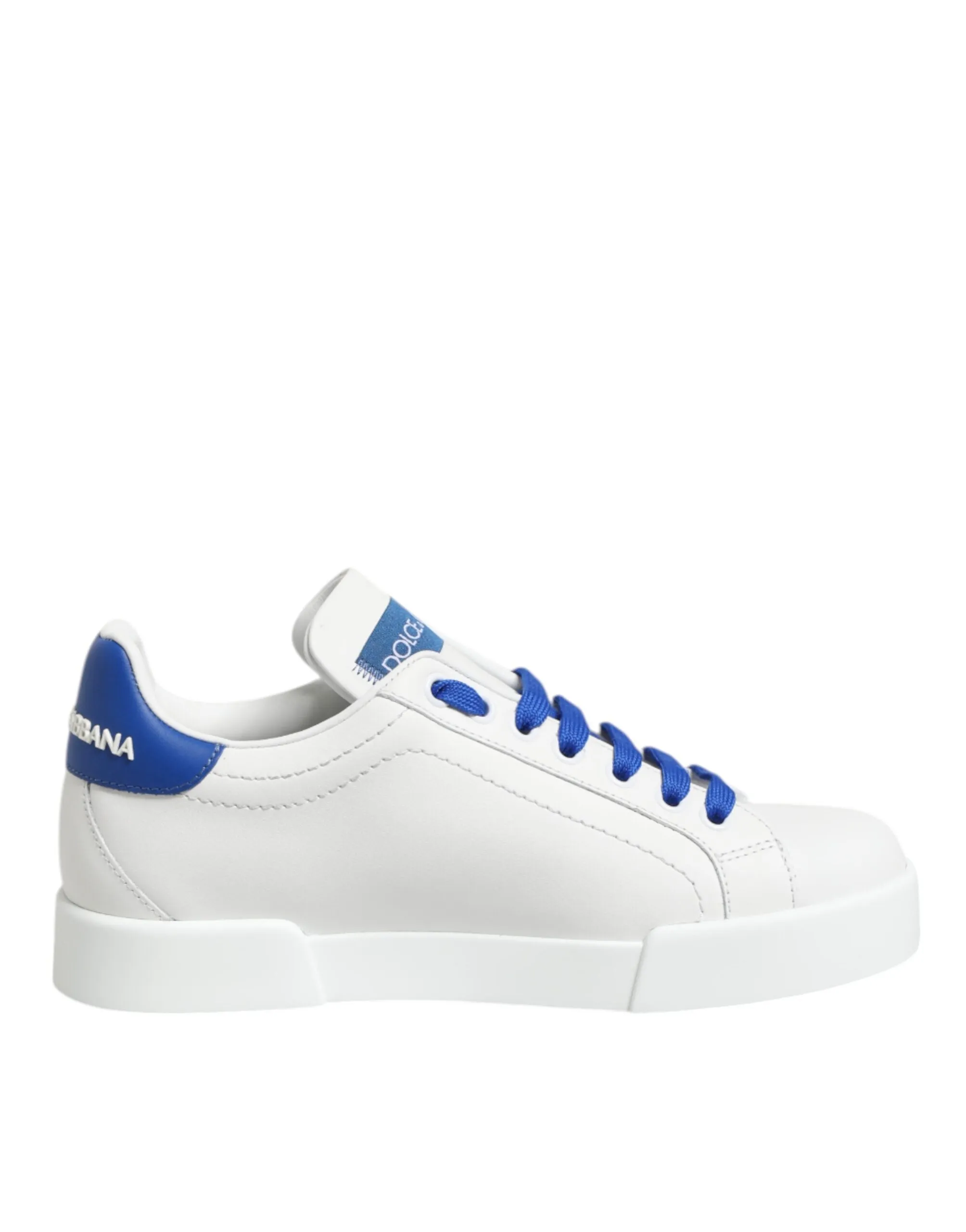 Dolce & Gabbana White Blue Leather Low Top Sneakers Shoes sold by Siebentaschen