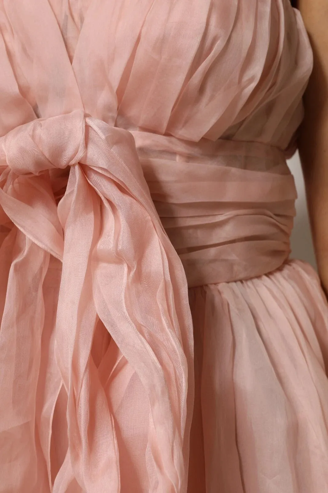 Dolce & Gabbana Pink Silk Chiffon A-line Pleated Midi Dress sold by Siebentaschen product image thumbnail 5