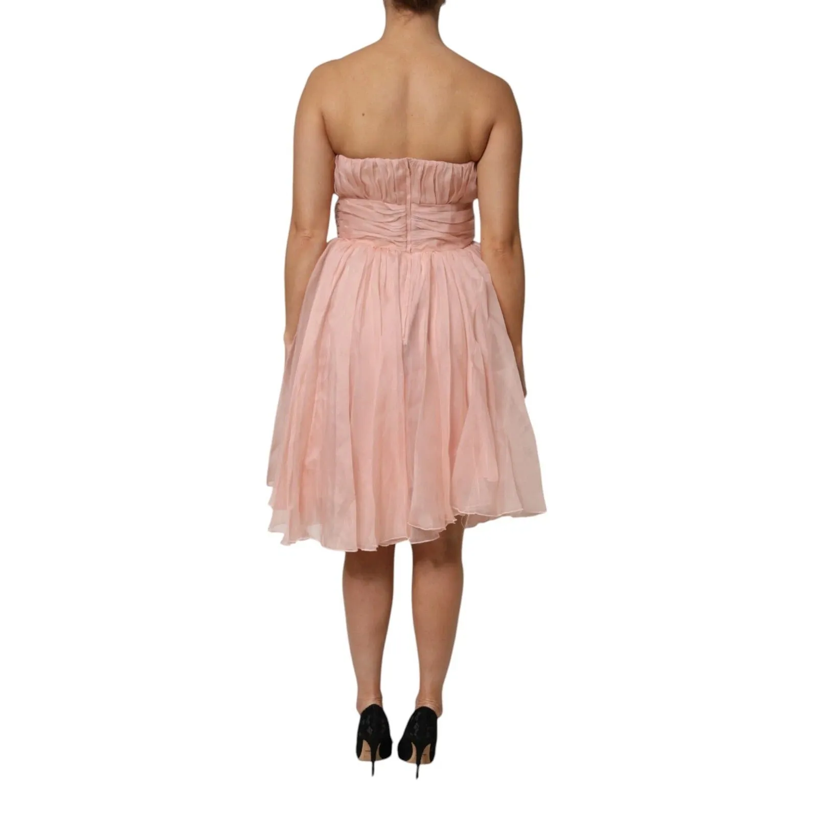 Dolce & Gabbana Pink Silk Chiffon A-line Pleated Midi Dress sold by Siebentaschen product image thumbnail 2