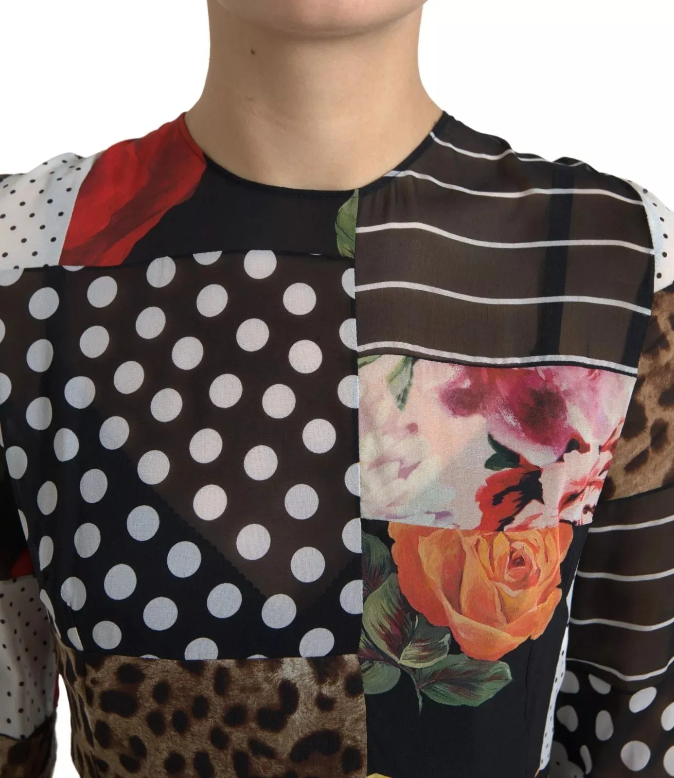 Dolce & Gabbana Multicolor Patchwork Floral Leopard Dress sold by Siebentaschen product image thumbnail 4
