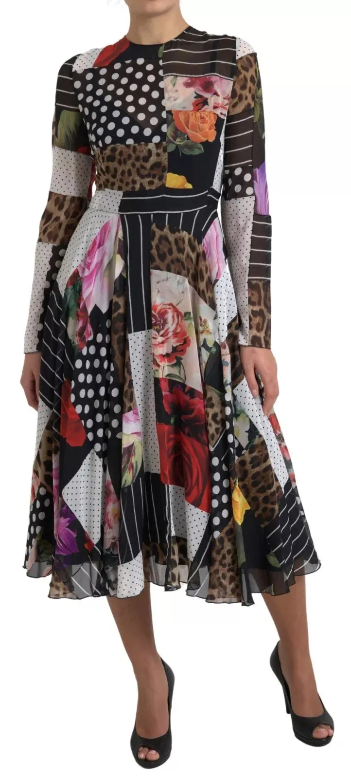 Dolce & Gabbana Multicolor Patchwork Floral Leopard Dress sold by Siebentaschen product image thumbnail 3