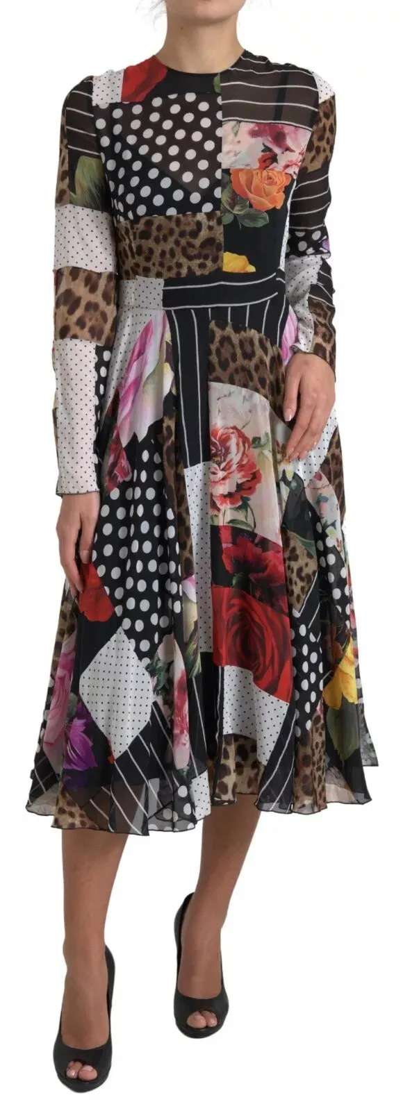 Dolce & Gabbana Multicolor Patchwork Floral Leopard Dress sold by Siebentaschen