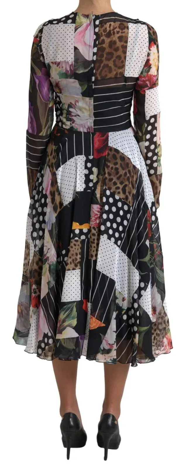 Dolce & Gabbana Multicolor Patchwork Floral Leopard Dress sold by Siebentaschen product image thumbnail 5