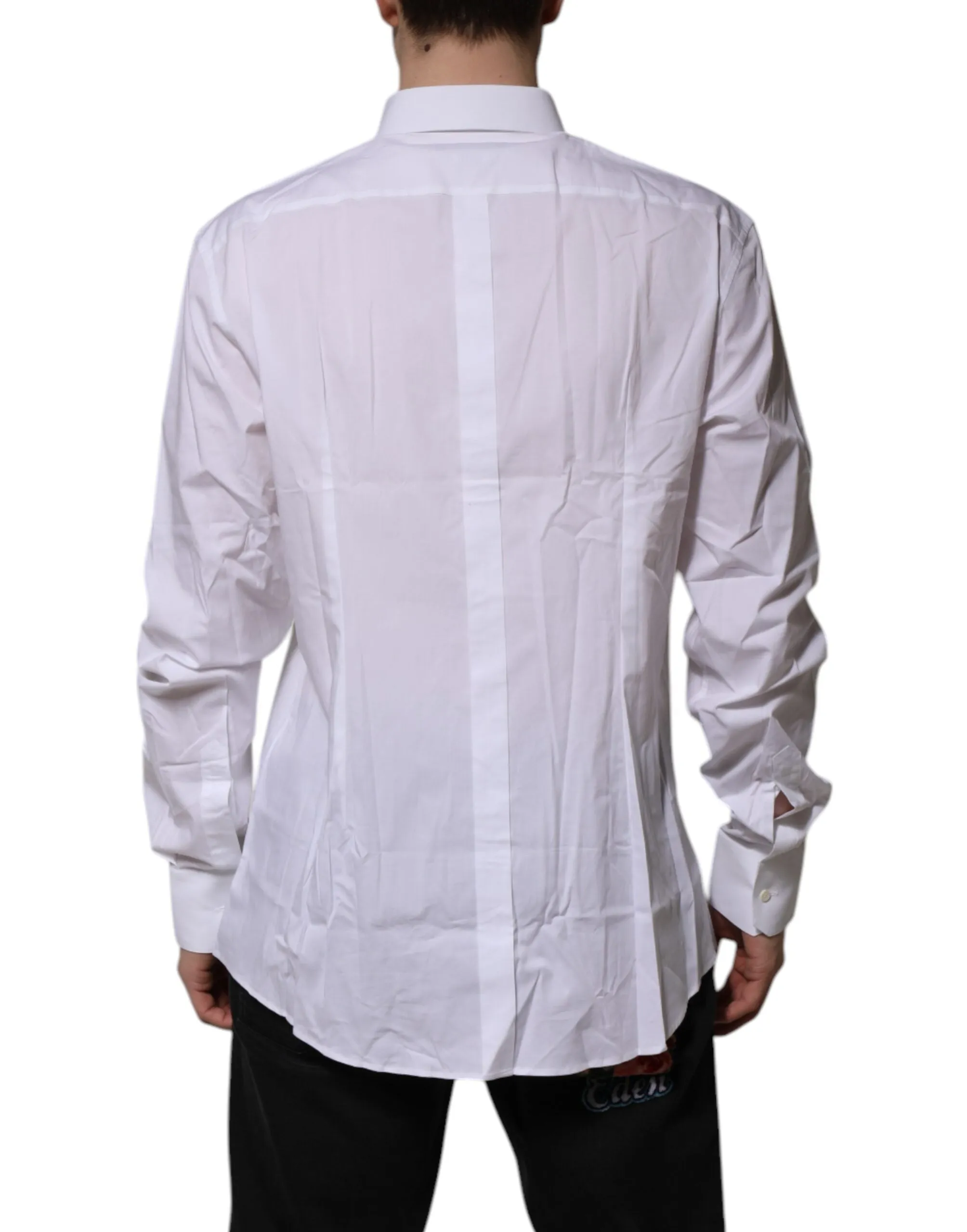 Dolce & Gabbana White Cotton GOLD Long Sleeves Dress Shirt sold by Siebentaschen product image thumbnail 4