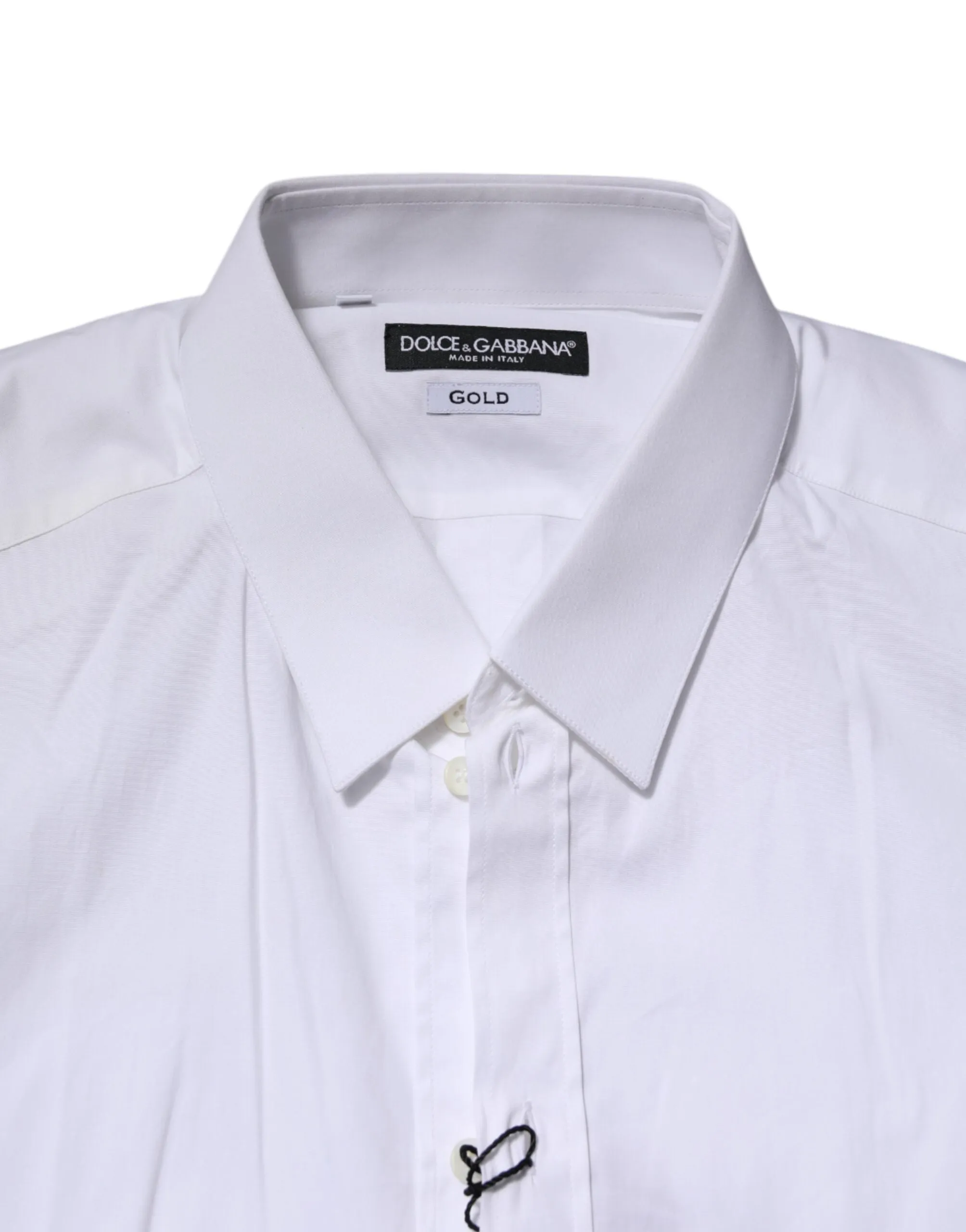 Dolce & Gabbana White Cotton GOLD Long Sleeves Dress Shirt sold by Siebentaschen product image thumbnail 5